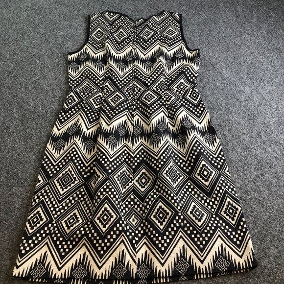 J Crew Dress Womens 6 Gray Aztec Unlined Pockets Business Midi Tiered - Picture 6 of 7